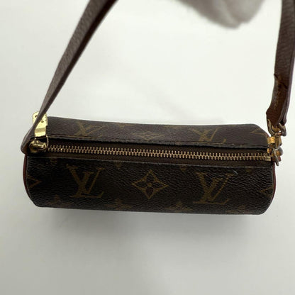Louis Vuitton Accessory Pouch Hand Pouch Monogram Canvas Leather Brown Authentic