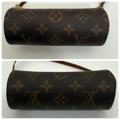 Louis Vuitton Accessory Pouch Hand Pouch Monogram Canvas Leather Brown Authentic