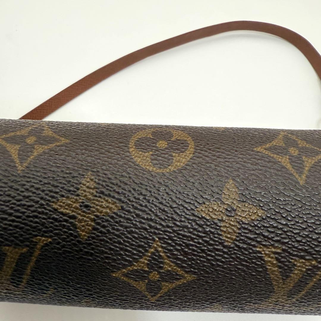 Louis Vuitton Accessory Pouch Hand Pouch Monogram Canvas Leather Brown Authentic