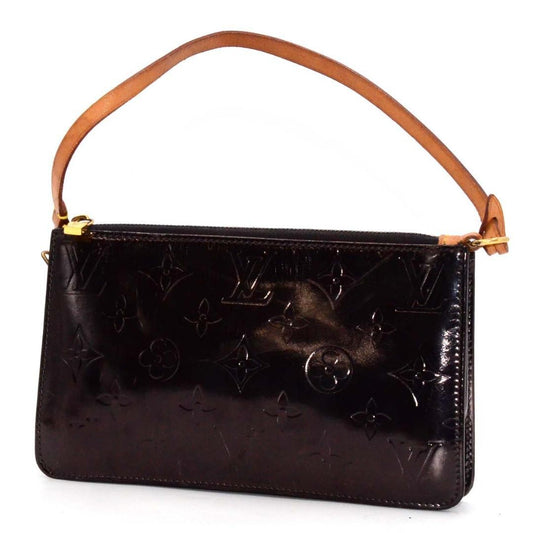 Louis Vuitton Accessory Pouch Hand Bag Tote Purse Monogram Patent Leather Black