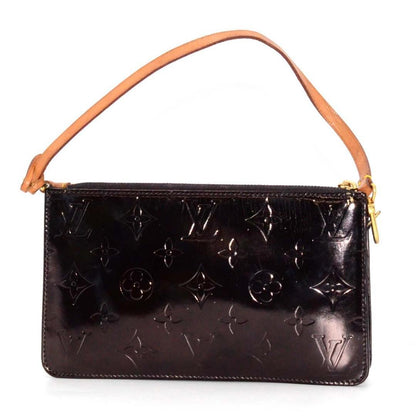 Louis Vuitton Accessory Pouch Hand Bag Tote Purse Monogram Patent Leather Black