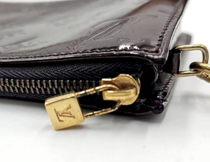 Louis Vuitton Accessory Pouch Hand Bag Tote Purse Monogram Patent Leather Black
