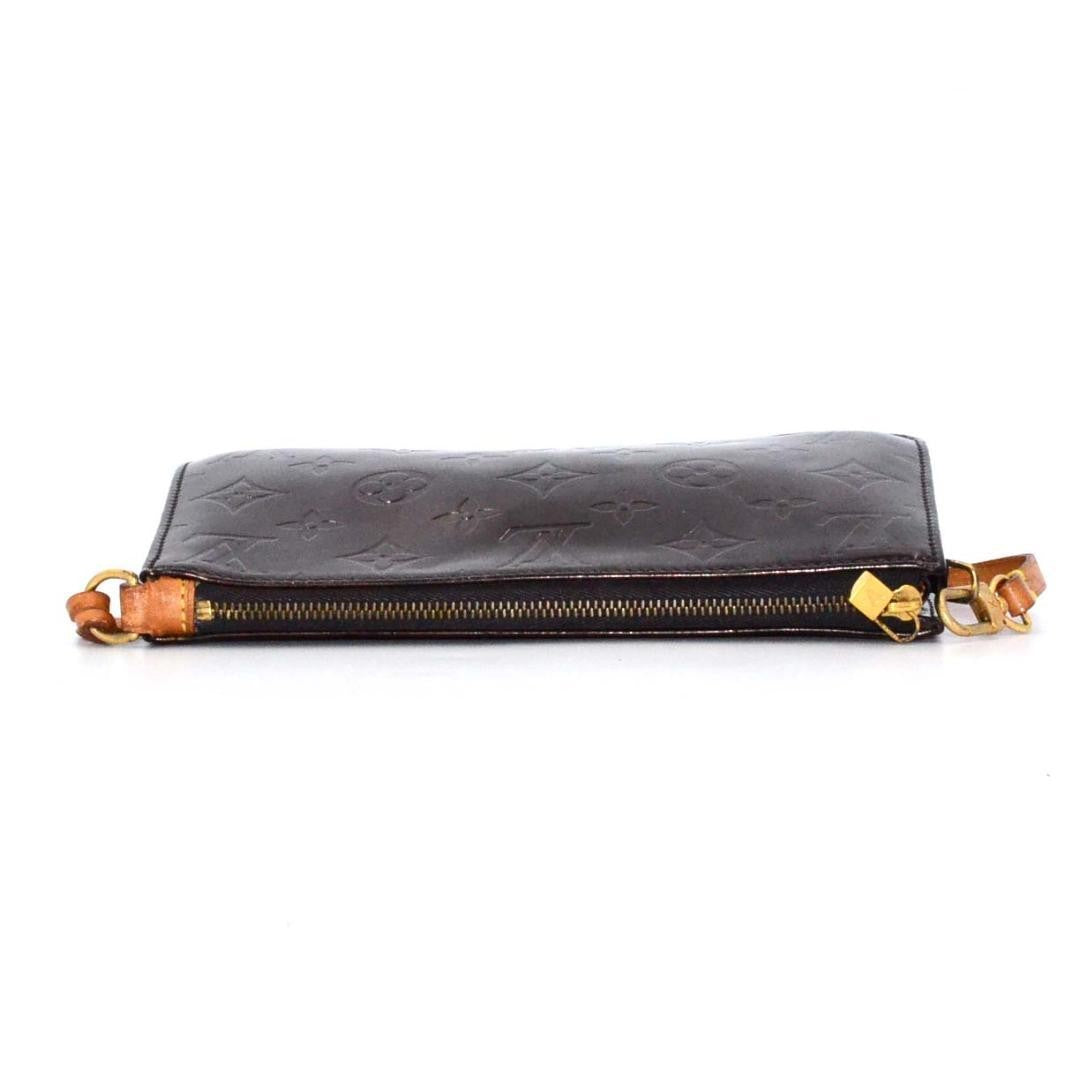 Louis Vuitton Accessory Pouch Hand Bag Tote Purse Monogram Patent Leather Black