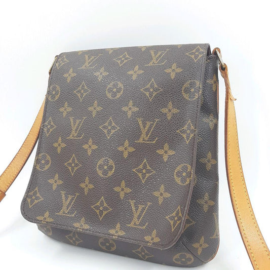 Louis Vuitton Shoulder Bag Purse Monogram Leather Brown Authentic