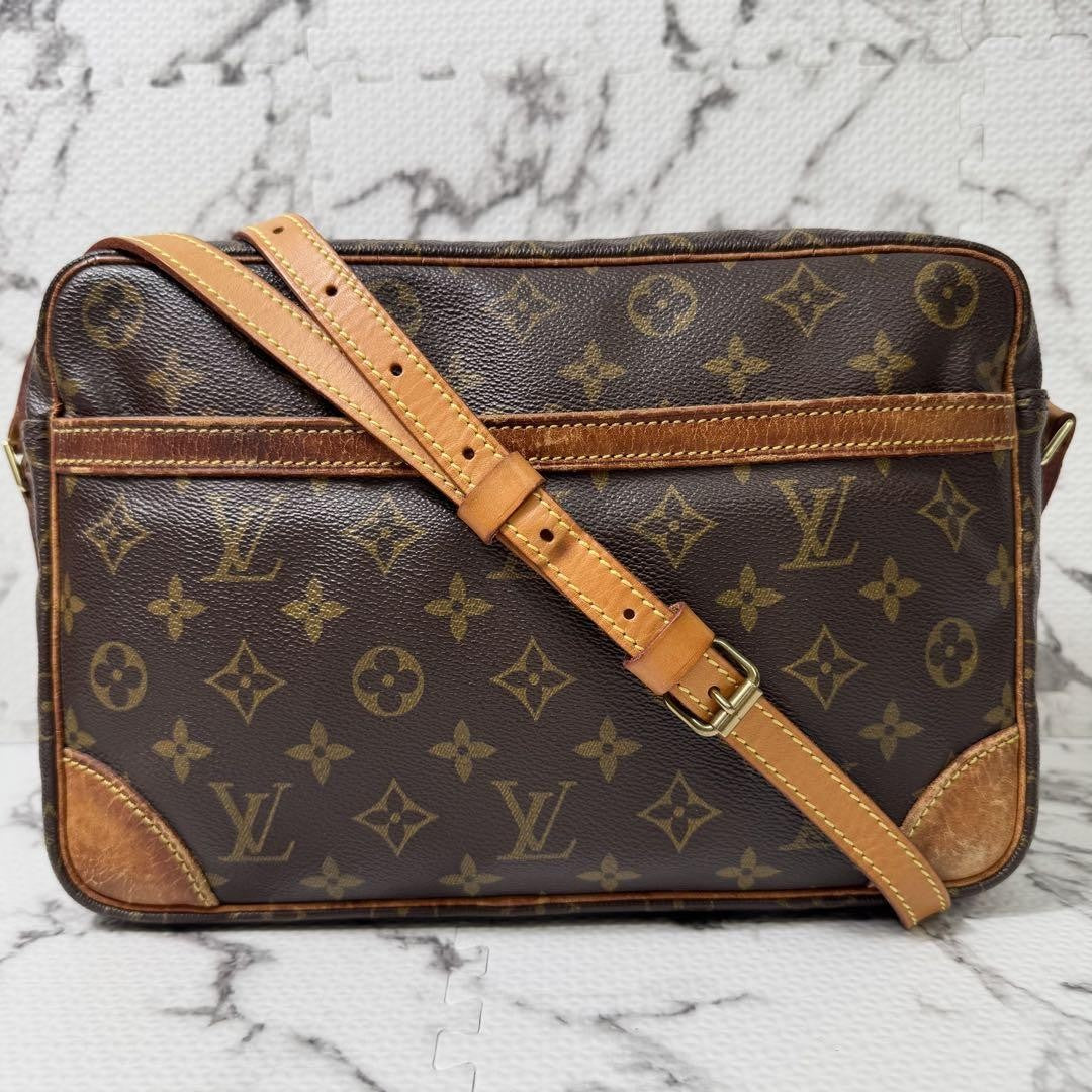 Louis Vuitton Shoulder Bag Purse Monogram M51272 Canvas Leather Brown Authentic