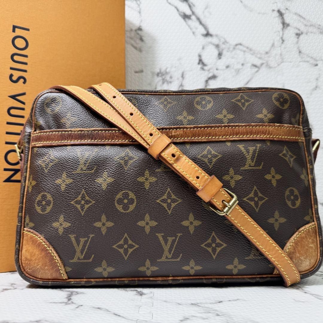 Louis Vuitton Shoulder Bag Purse Monogram M51272 Canvas Leather Brown Authentic