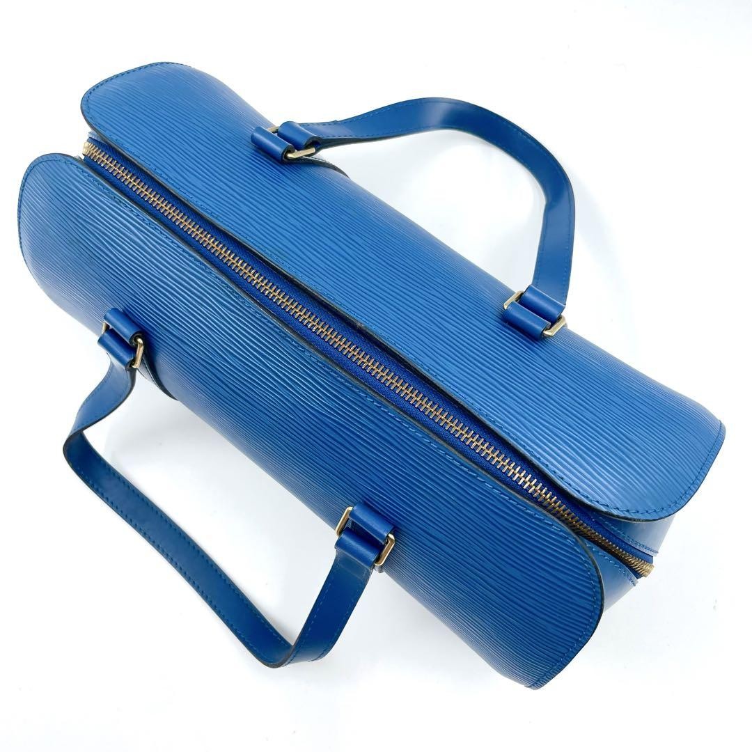 Louis Vuitton Hand Bag Tote Purse Epi Leather PVC Blue Authentic