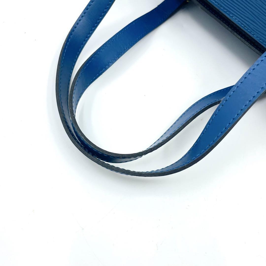 Louis Vuitton Hand Bag Tote Purse Epi Leather PVC Blue Authentic