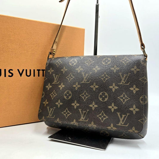 Louis Vuitton Shoulder Bag Purse Monogram Leather Brown Authentic