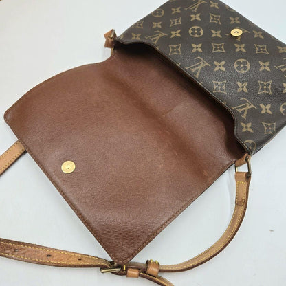 Louis Vuitton Shoulder Bag Purse Monogram Leather Brown Authentic