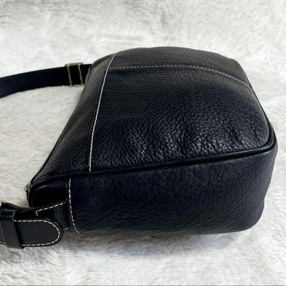 BURBERRY Shoulder Bag Purse Nova Check Leather Black Authentic