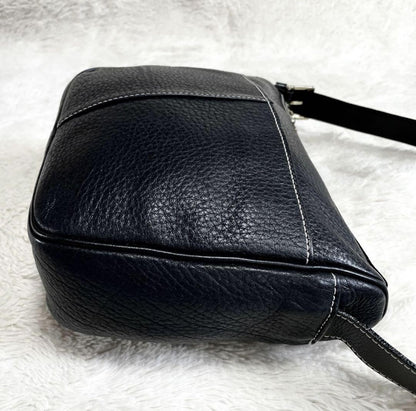 BURBERRY Shoulder Bag Purse Nova Check Leather Black Authentic