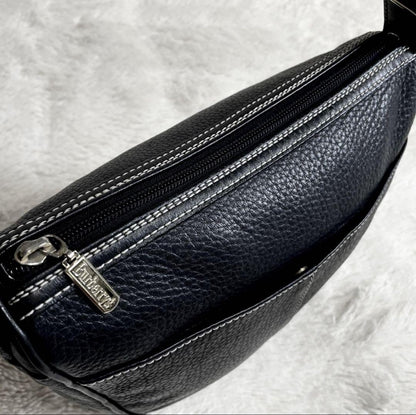 BURBERRY Shoulder Bag Purse Nova Check Leather Black Authentic