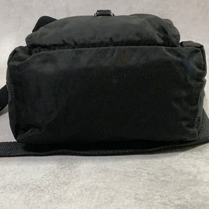 PRADA Bag Logo Shoulder Purse Nylon Leather Black Silver Used Authentic
