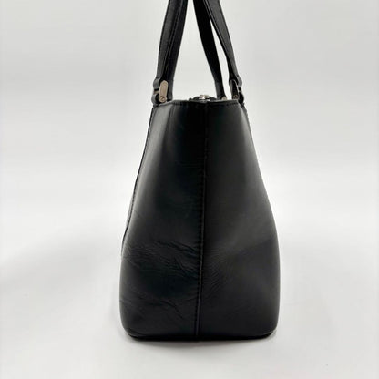 BURBERRY Hand Bag Tote Purse Nova Check Leather Black Authentic