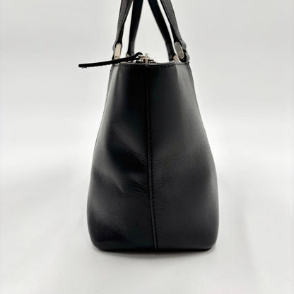 BURBERRY Hand Bag Tote Purse Nova Check Leather Black Authentic