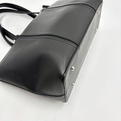 BURBERRY Hand Bag Tote Purse Nova Check Leather Black Authentic