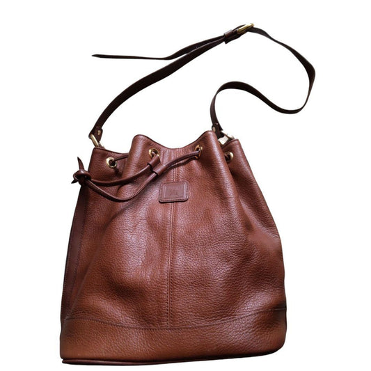 BURBERRY Shoulder Bag Purse Nova Check Leather Brown Authentic