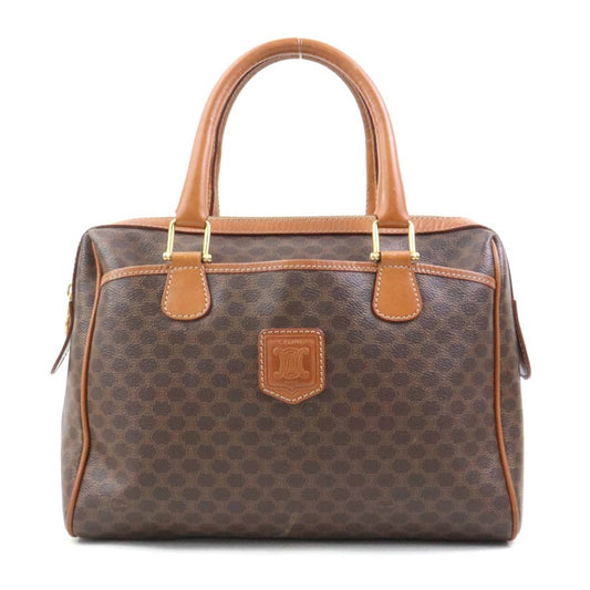 CELINE Hand Bag Tote Purse Macadam PVC Leather Brown Authentic