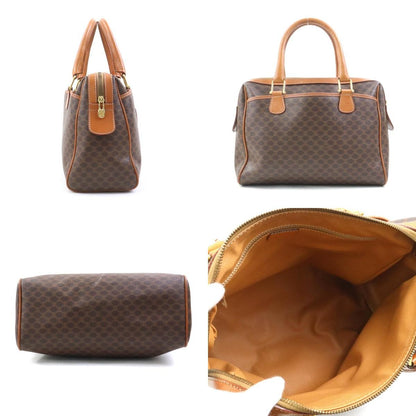 CELINE Hand Bag Tote Purse Macadam PVC Leather Brown Authentic
