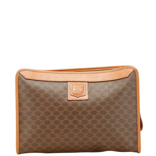 CELINE Clutch Bag Second Bag Macadam PVC Leather Brown Authentic