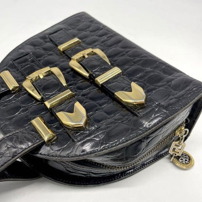 VERSACE Hand Bag Tote Purse Leather Black Authentic