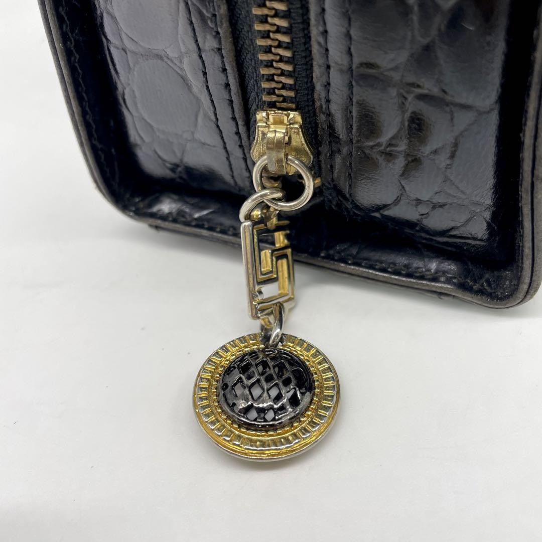 VERSACE Hand Bag Tote Purse Leather Black Authentic