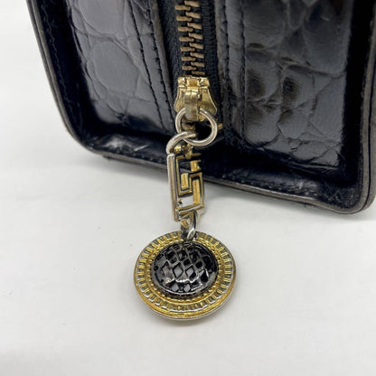VERSACE Hand Bag Tote Purse Leather Black Authentic