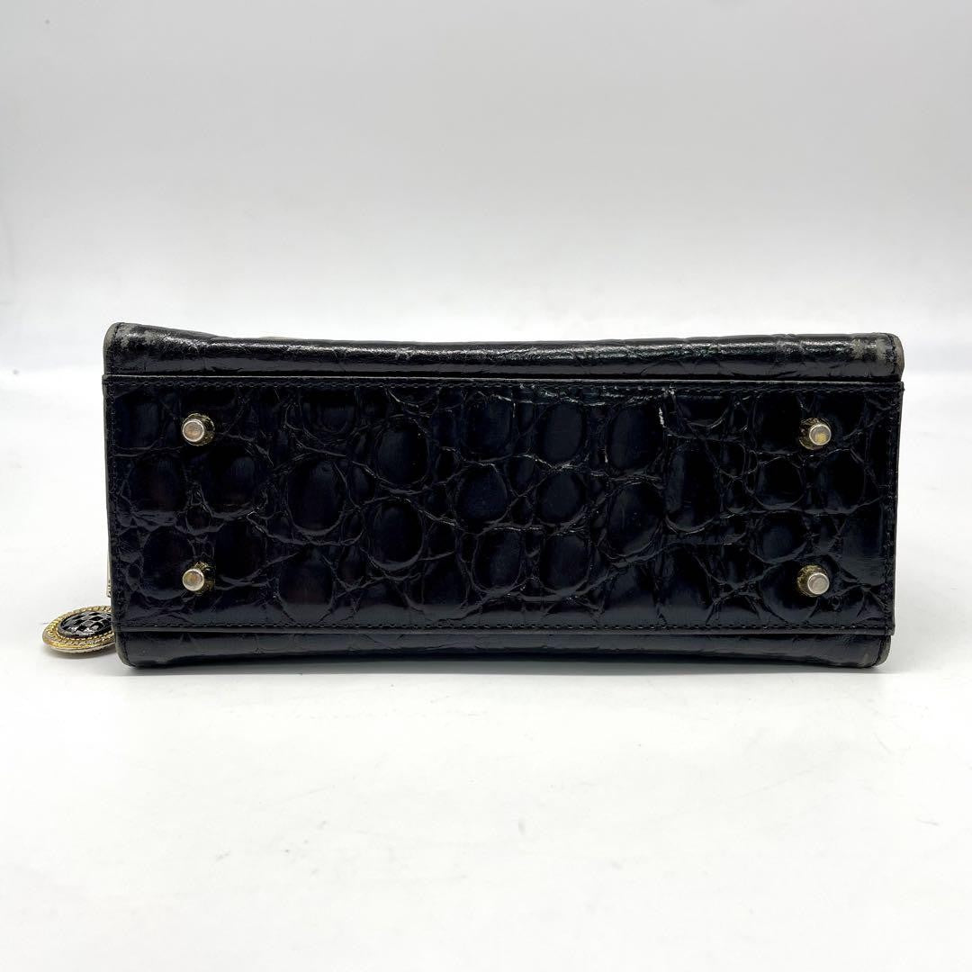 VERSACE Hand Bag Tote Purse Leather Black Authentic