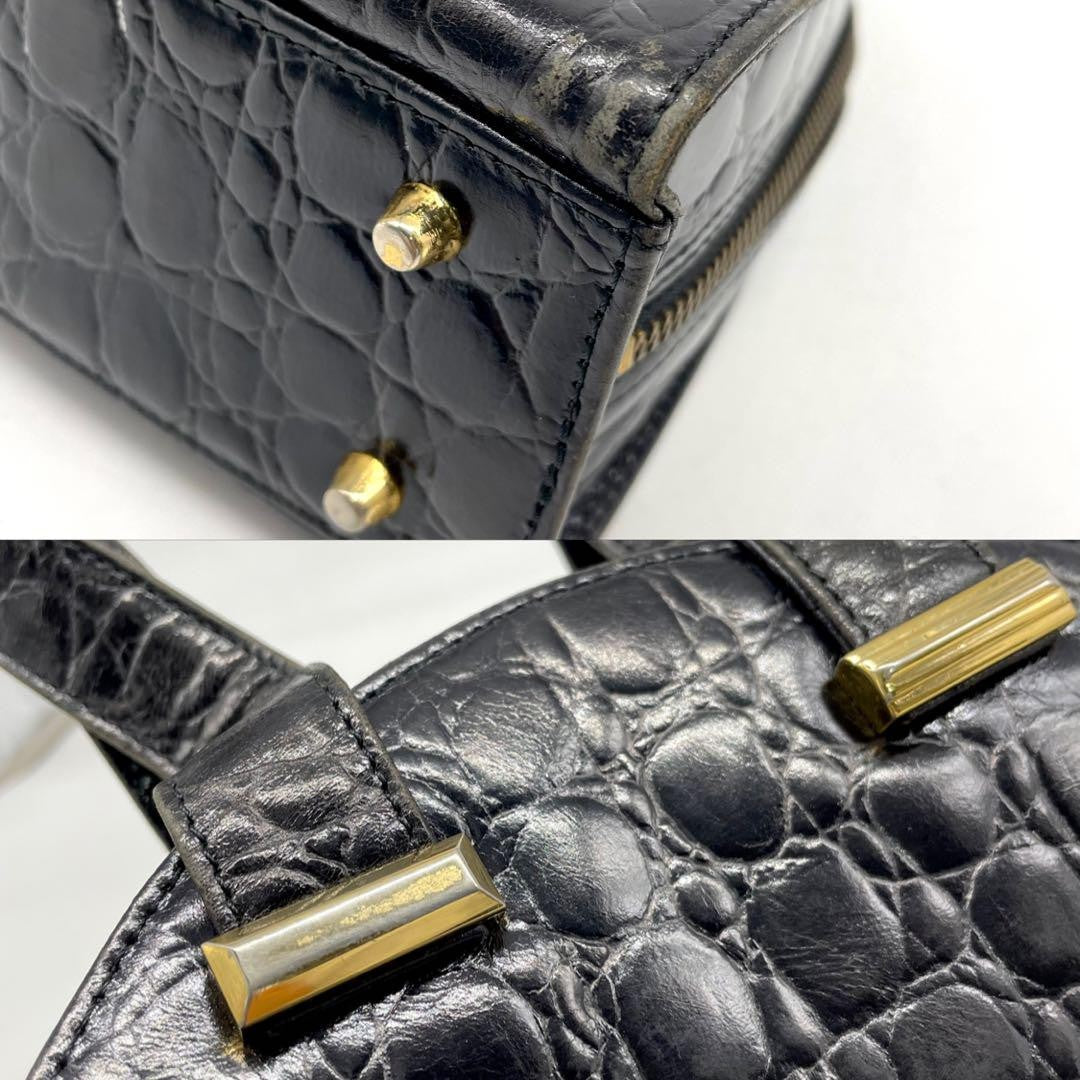 VERSACE Hand Bag Tote Purse Leather Black Authentic