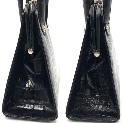 VERSACE Hand Bag Tote Purse Medusa Leather Black Authentic