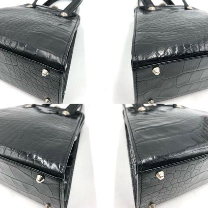 VERSACE Hand Bag Tote Purse Medusa Leather Black Authentic