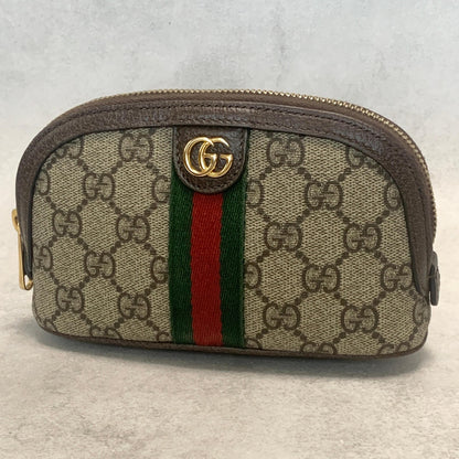 GUCCI Pouch Ophidia GG Marmont Supreme Purse Cosmetic Leather Brown Authentic