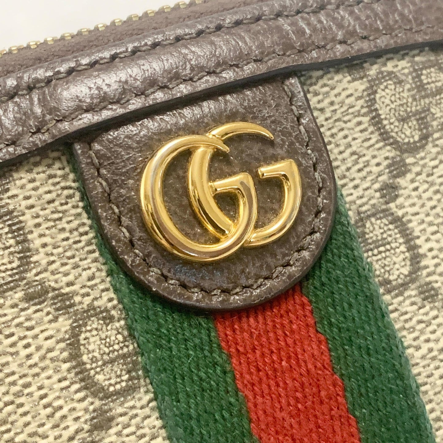 GUCCI Pouch Ophidia GG Marmont Supreme Purse Cosmetic Leather Brown Authentic