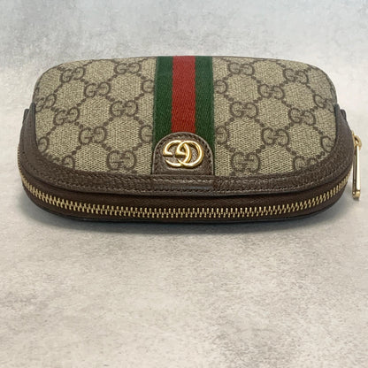 GUCCI Pouch Ophidia GG Marmont Supreme Purse Cosmetic Leather Brown Authentic