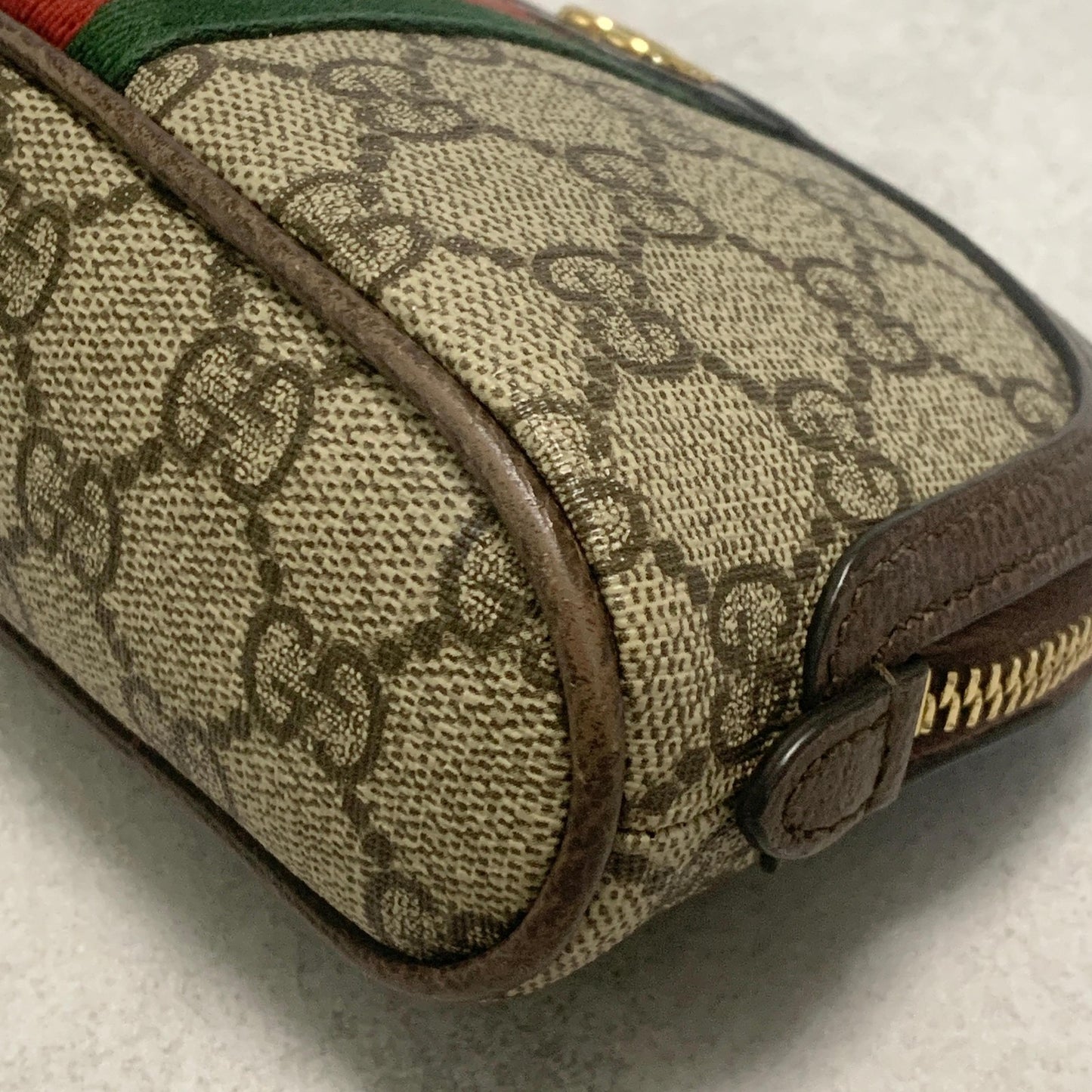 GUCCI Pouch Ophidia GG Marmont Supreme Purse Cosmetic Leather Brown Authentic
