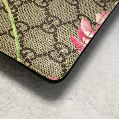 GUCCI Bag Flora GG Supreme Clutch Purse Hand Leather Beige Red Used Authentic