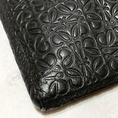 LOEWE Bag Anagram Clutch Purse Hand Leather Black Silver Used Authentic