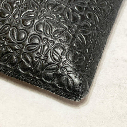 LOEWE Bag Anagram Clutch Purse Hand Leather Black Silver Used Authentic