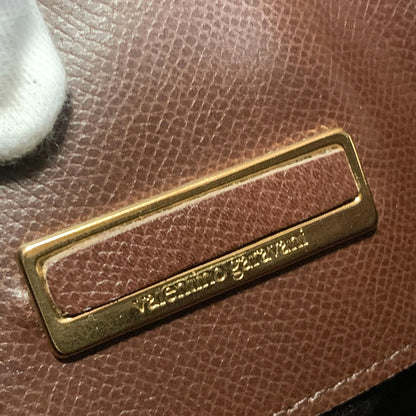 Valentino Garavani Bag Tassel Logo Hand Tote Purse Leather Brown Gold Authentic