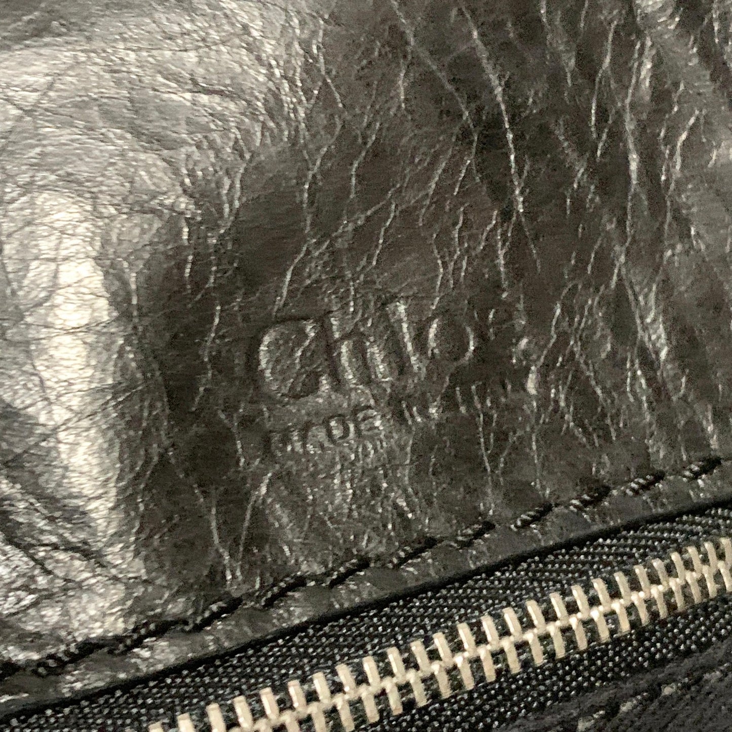 Chloe Bag Paddington Handbag Y2K Tote Purse Leather Black Silver Used Authentic
