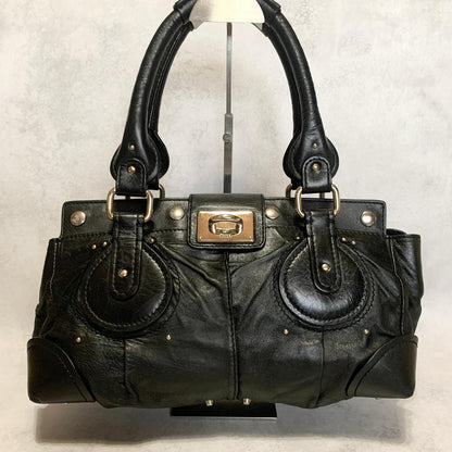 Chloe Bag Paddington Handbag Y2K Tote Purse Leather Black Silver Used Authentic