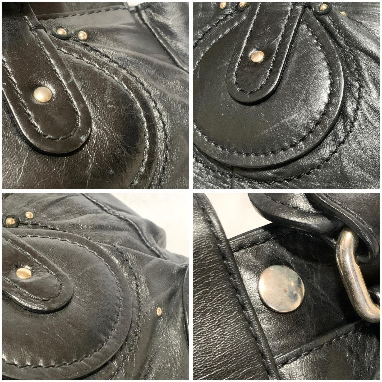 Chloe Bag Paddington Handbag Y2K Tote Purse Leather Black Silver Used Authentic