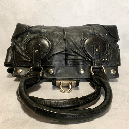Chloe Bag Paddington Handbag Y2K Tote Purse Leather Black Silver Used Authentic