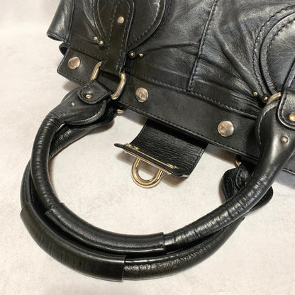 Chloe Bag Paddington Handbag Y2K Tote Purse Leather Black Silver Used Authentic