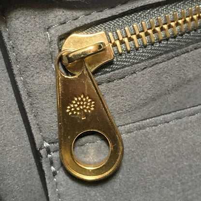MULBERRY Bag Bayswater Hand Tote Purse Leather Gray Gold Used Authentic