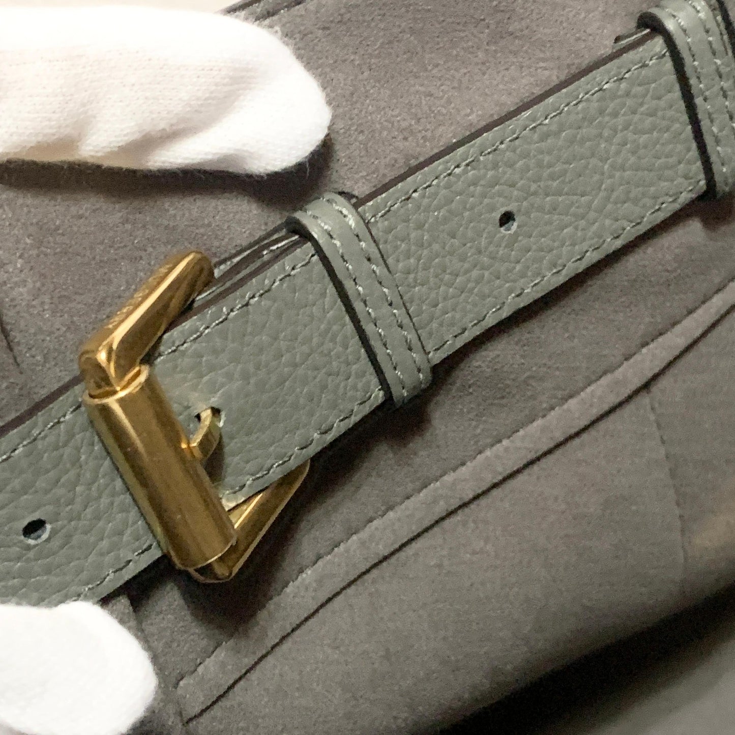 MULBERRY Bag Bayswater Hand Tote Purse Leather Gray Gold Used Authentic