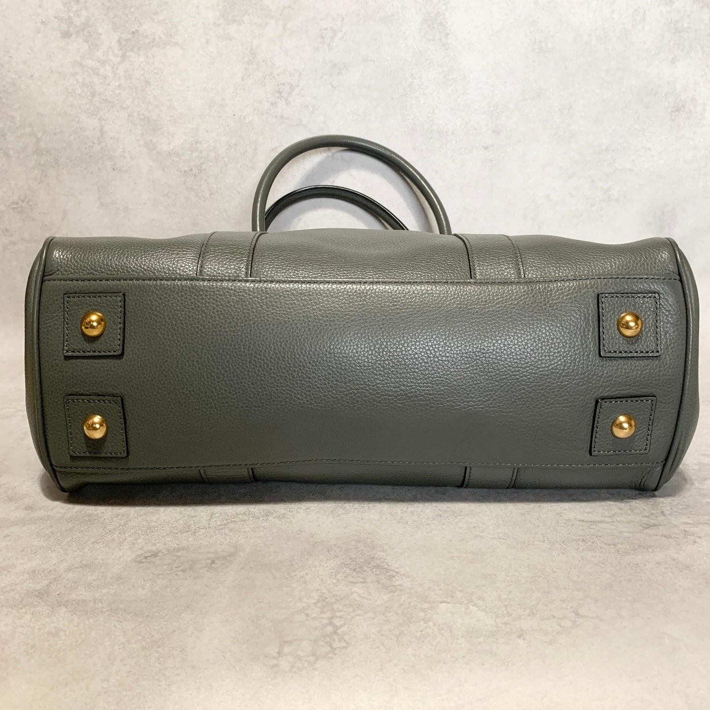 MULBERRY Bag Bayswater Hand Tote Purse Leather Gray Gold Used Authentic