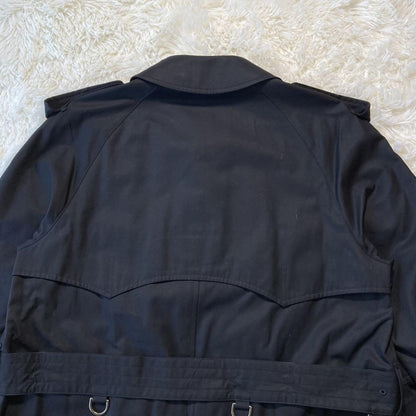 Aquascutum Trench Coat Club Check Asian fit S 36 US size XS Black Authentic