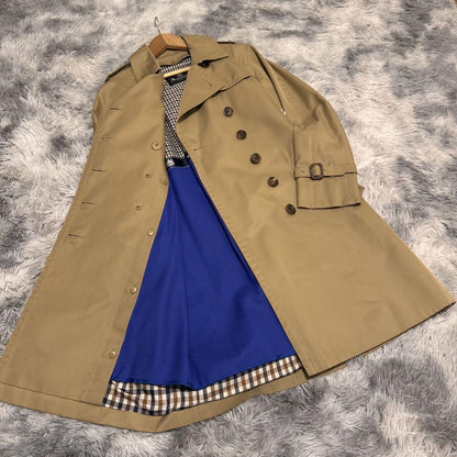 Aquascutum Trench Coat Club Check Asian fit S US size XS Beige Authentic